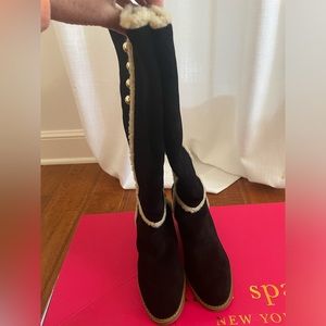 Gorgeous Kate Spade Black Suede Boots w/box!! Like new! Size 9.5